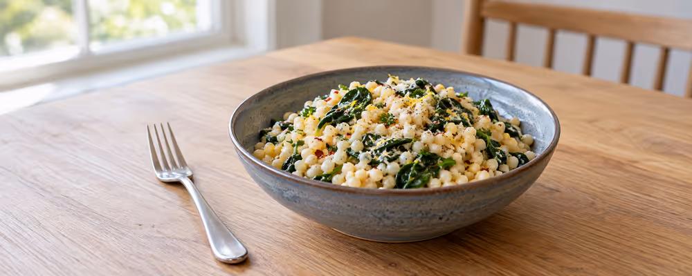 Lemony Spinach Pearl Couscous