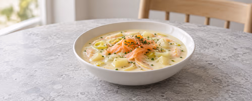 Smoked Salmon, Leek & Potato Soup