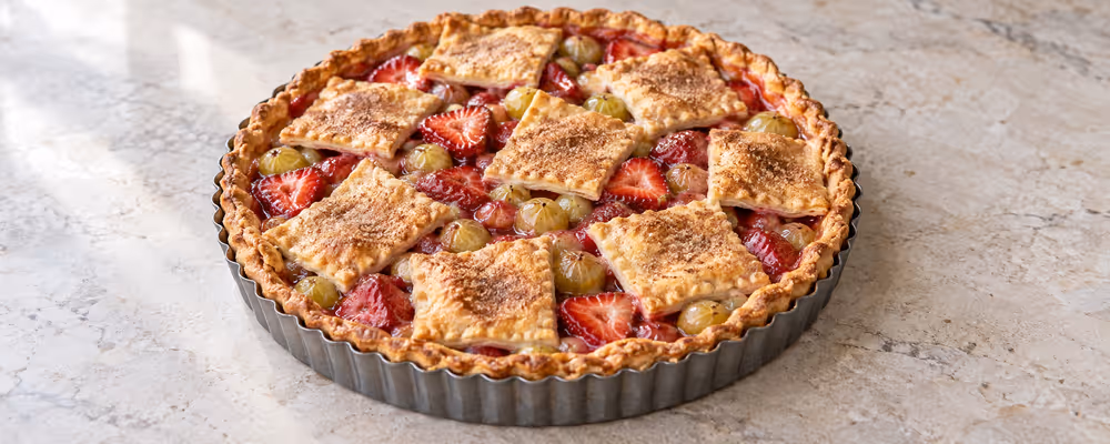 Strawberry & Gooseberry Patchwork Pie
