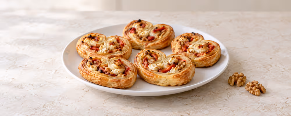 Red Pepper, Walnut & Goat Cheese Palmiers