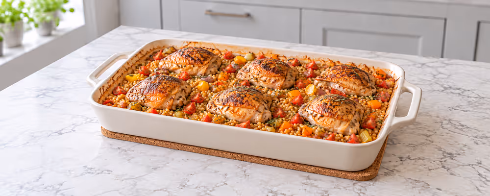 Baked Tomato Chicken & Pearl Couscous