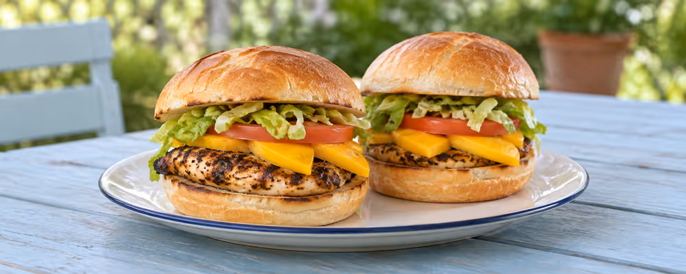 Jerk Chicken & Mango Burgers
