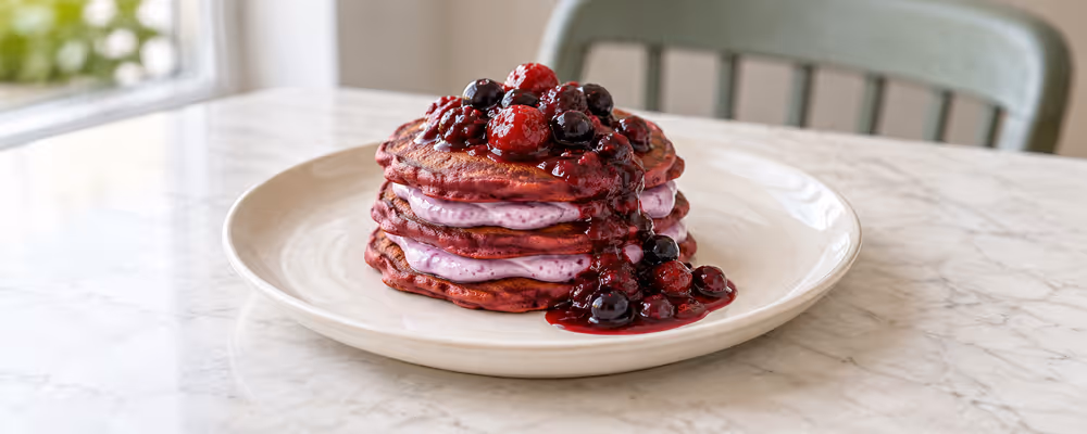 Beet Pancakes with Berry Compote