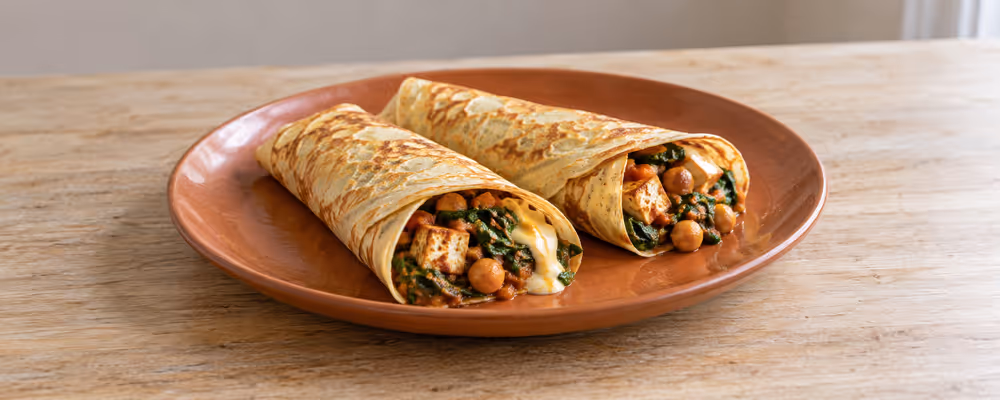 Paneer, Spinach & Chickpea Crêpes