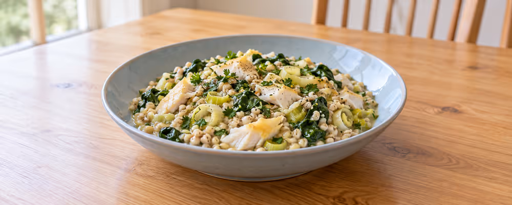 Smoked Haddock, Leek & Barley Risotto