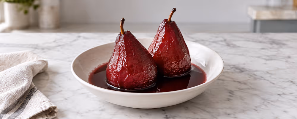Red Wine Poached Pears