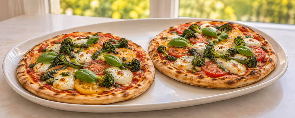 Rainbow Tomato & Broccoli Pizzas