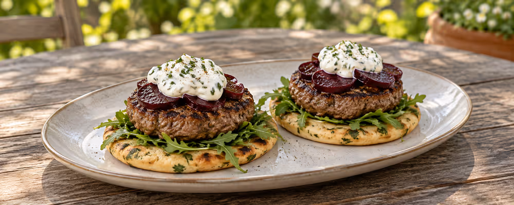 Australian Beef & Beet Naan Burgers