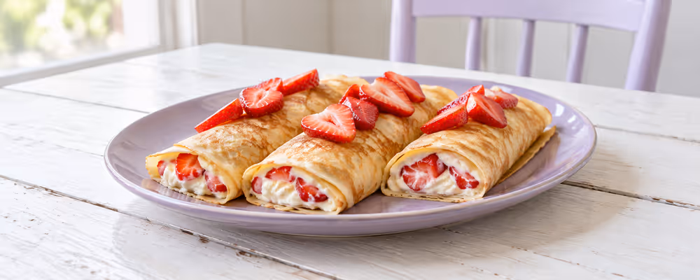 Strawberry & Cream Cheese Crêpes