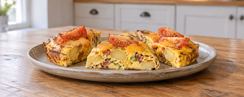Bacon, Potato & Cheddar Omelette Wedges
