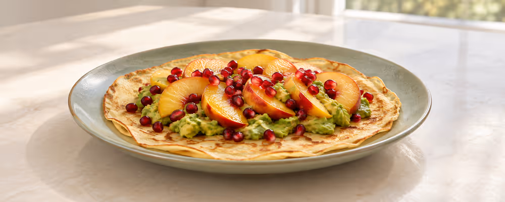 Almond, Avocado & Nectarine Crêpes