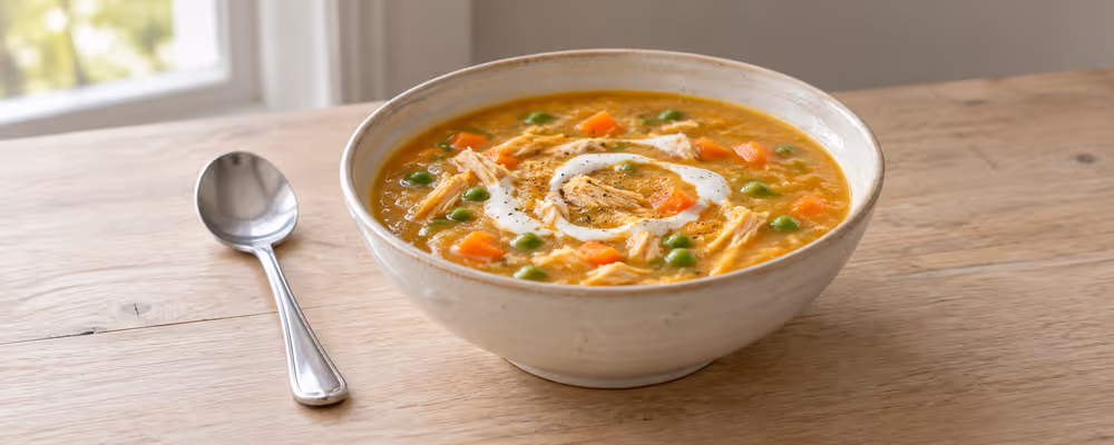 Roast Chicken Soup with Garlic Yogurt