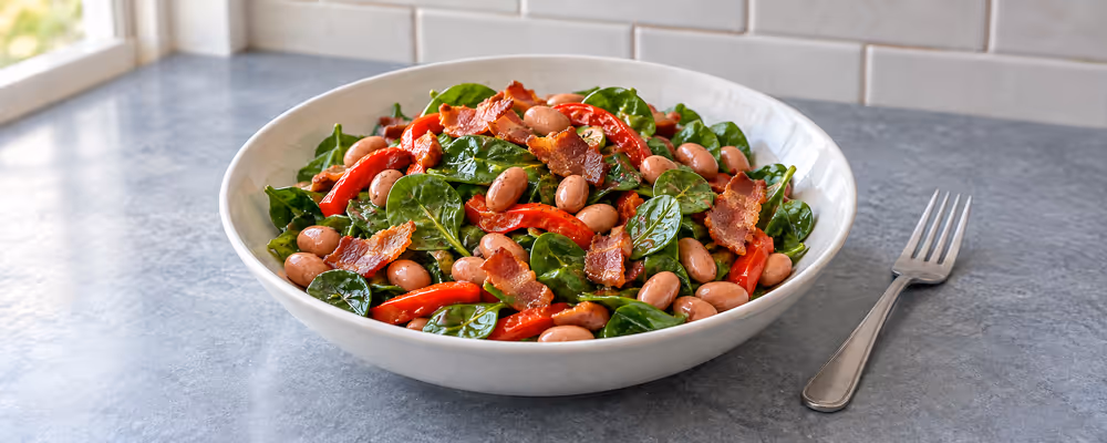 Spinach, Bacon & Borlotti Salad