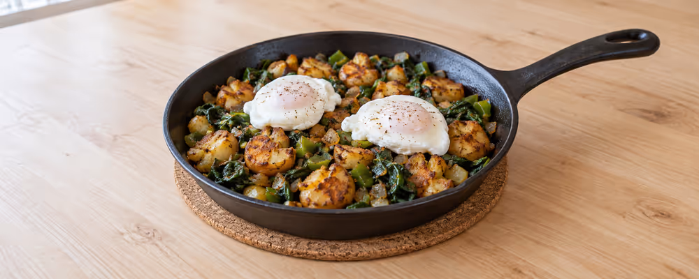 Potato & Spinach Hash with Poached Eggs