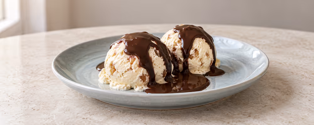 Ginger Ice Cream with Chili Chocolate Sauce