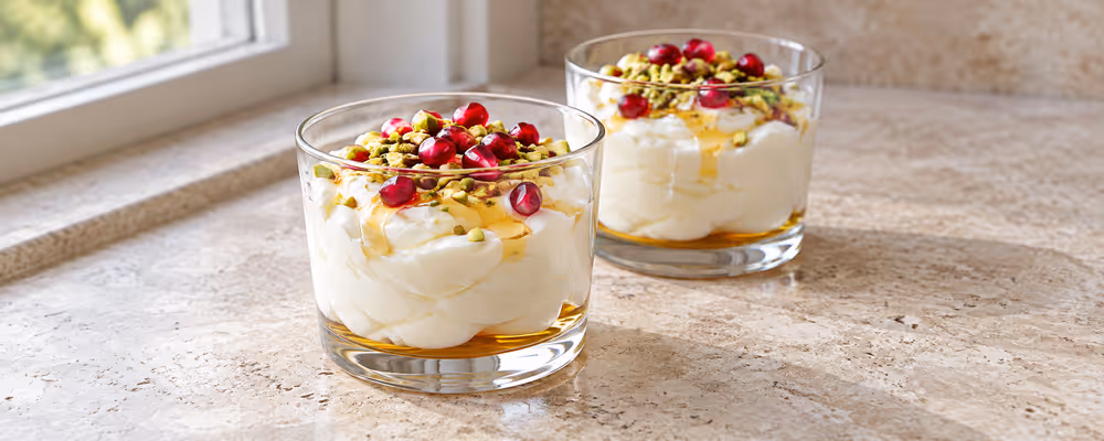 Hangop with Honey, Pistachios & Pomegranate