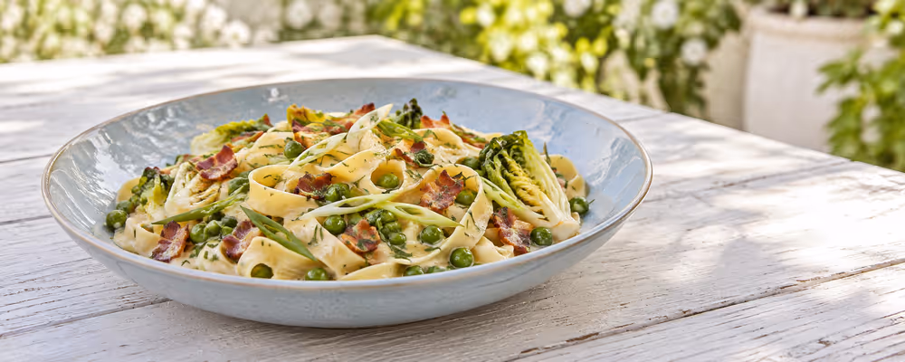 Tagliatelle with Peas & Bacon