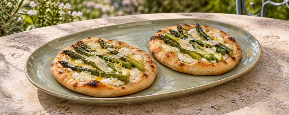 Asparagus, Ricotta & Lemon Pizzettes