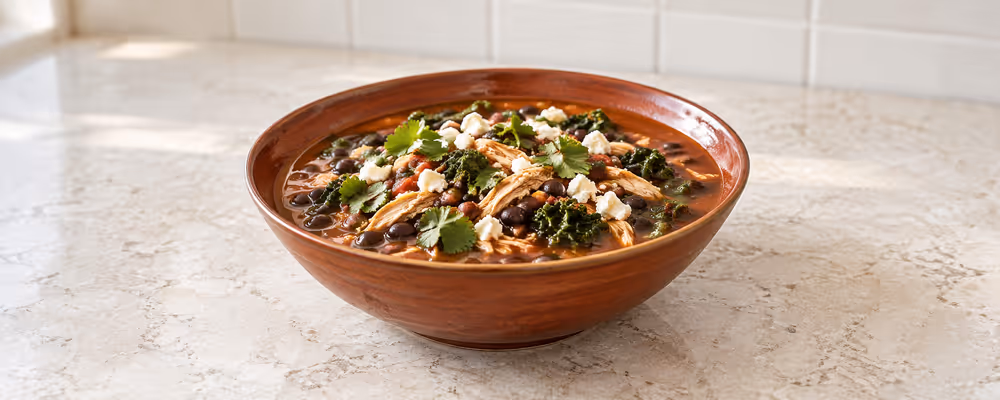 Black Bean, Chicken & Kale Soup